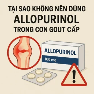 Hình minh họa tại sao không nên dùng Allopurinol trong cơn gout cấp – cảnh báo nguy cơ và hướng dẫn điều trị.